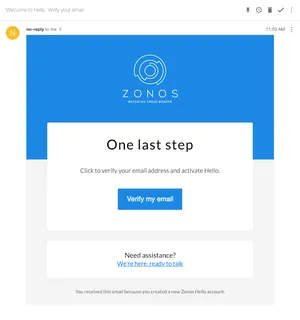 Check your inbox for an email to activate your Zonos
account.